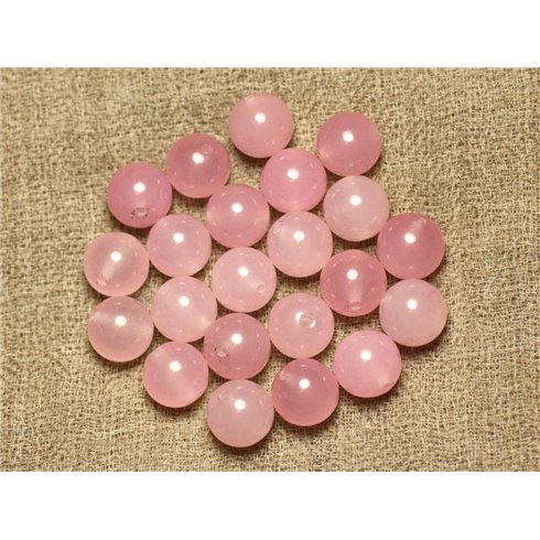 Fil 39cm 37pc env - Perles de Pierre - Jade Boules 10mm Rose clair 