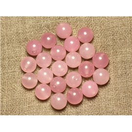 Fil 39cm 37pc env - Perles de Pierre - Jade Boules 10mm Rose clair 