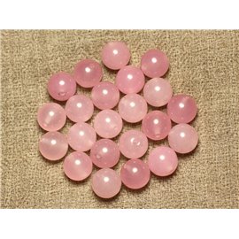 Filo 39 cm 37 pz circa - Perline di pietra - Palline di giada 10 mm Rosa chiaro 