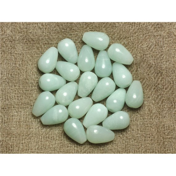 Fil 39cm 30pc env - Perles de Pierre - Amazonite Gouttes 12x8mm 