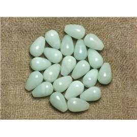 Hilo 39cm aprox.30pc - Cuentas de piedra - Gotas de amazonita 12x8mm 