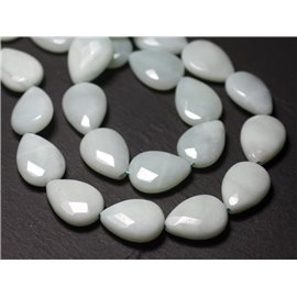 Thread 39cm 20pc approx - Stone Beads - Amazonite Faceted flat drops 18x13mm 