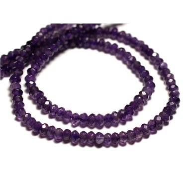 Fil 39cm 110pc env - Perles de Pierre - Améthyste Rondelles Facettées 4x3mm Violet