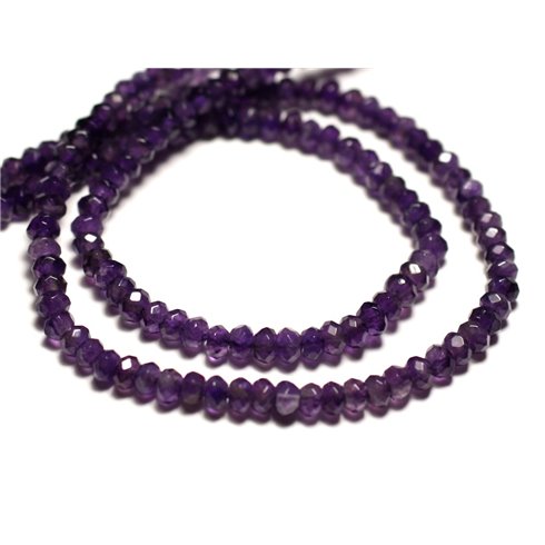 Fil 39cm 110pc env - Perles de Pierre - Améthyste Rondelles Facettées 4x3mm Violet