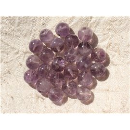 Thread 39cm 37pc approx - Stone Beads - Amethyst Lavender Balls 10mm 