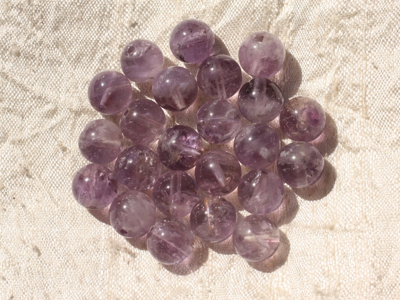 Fil 39cm 37pc env - Perles de Pierre - Améthyste Lavande Boules 10mm 