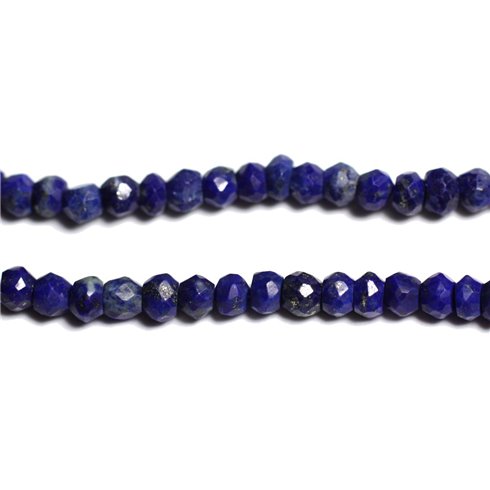 Fil 33cm 115pc env - Perles Pierre - Lapis Lazuli Rondelles Facettées 3-4mm bleu roi nuit