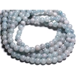 Thread 39cm 67pc approx - Stone Beads - Jade Balls 6mm Light blue pastel pink 