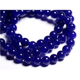 Thread 39cm approx 48pc - Stone Beads - Jade Balls 8mm Midnight blue 