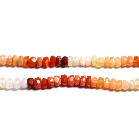 Fil 34cm 180pc env - Perles Pierre - Opale de Feu Rondelles Facettées 2-3mm blanc jaune orange rouge