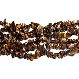 Fil 89cm 300pc env - Perles de Pierre - Oeil de Tigre Rocailles Chips 5-10mm 