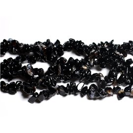 Faden ca. 89 cm - Steinperlen - Rocailles-Chips aus schwarzem Onyx 5-10 mm 