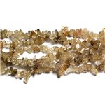 Fil 89cm 250pc env - Perles de Pierre - Quartz Rutile doré Rocailles Chips 5-10mm 