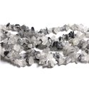 Fil 89cm 280pc env - Perles de Pierre - Quartz Tourmaline Rocailles Chips 5-10mm 