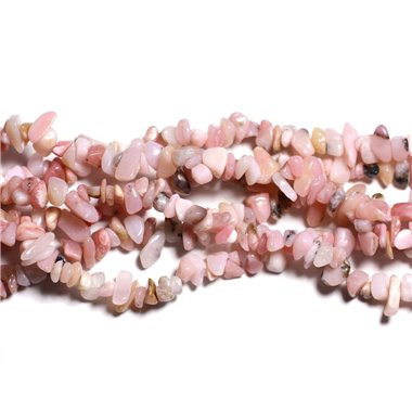 Fil 89cm 250pc env - Perles de Pierre - Opale Rose Rocailles Chips 5-10mm 