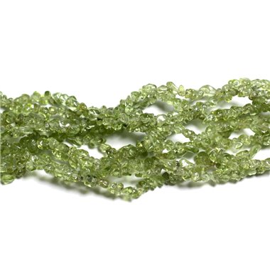 Fil 82cm 280pc env - Perles Pierre - Peridot Rocailles Chips 2-5mm Vert clair anis transparent