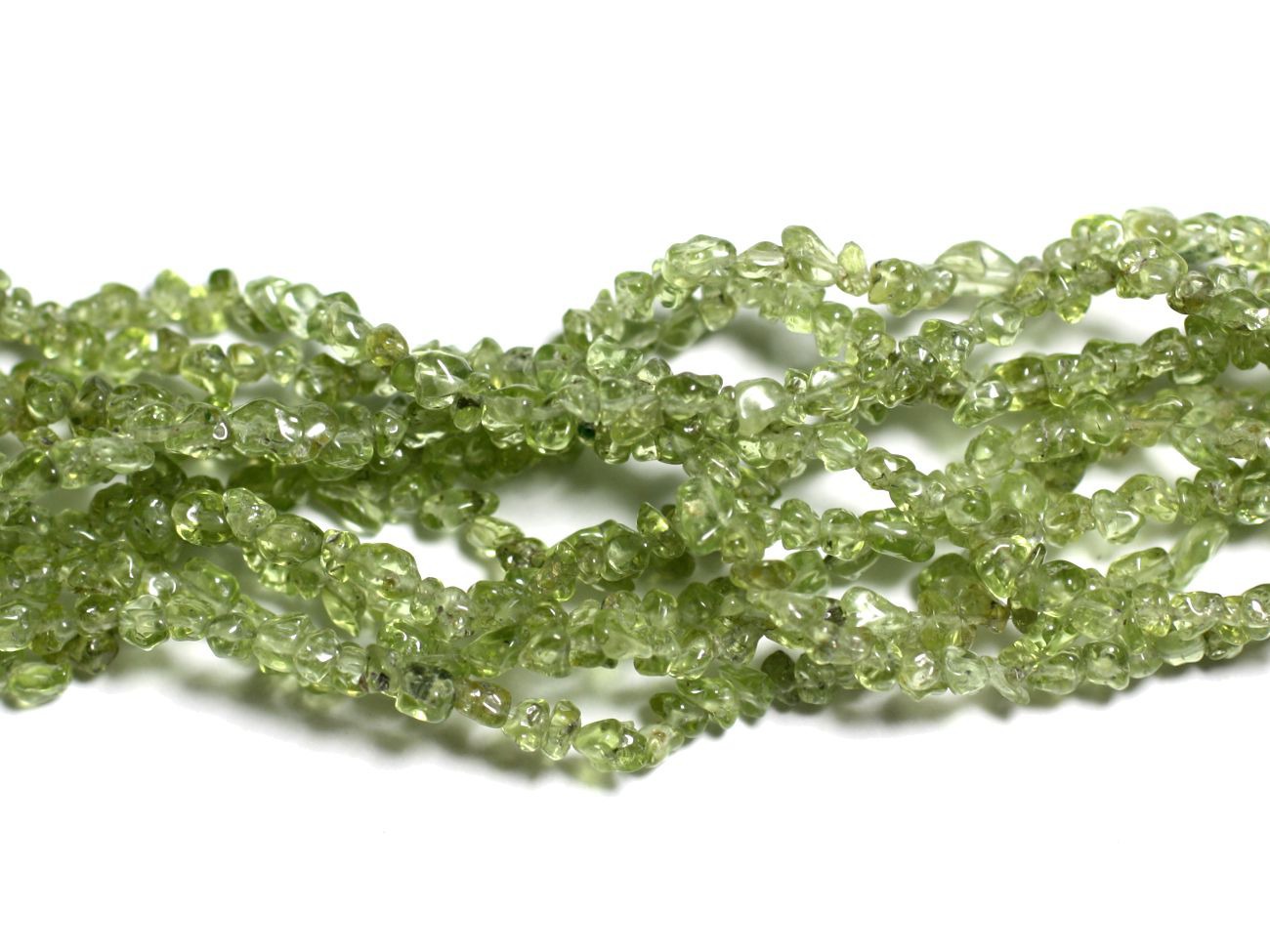 Fil 89cm 380pc env - Perles de Pierre - Péridot Rocailles Chips 2-6mm 
