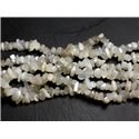 Fil 89cm 240pc env - Perles de Pierre - Pierre de Lune Blanche Rocailles Chips 5-10mm 