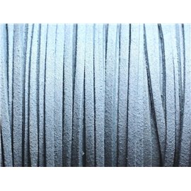 Bobina 90 metri - Cordino in pelle scamosciata 3x1,5 mm blu grigio 