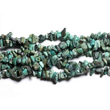 Fil 80cm 330pc environ - Perles Pierre - Turquoise Afrique Naturelle Rocailles Chips 4-10mm bleu vert noir