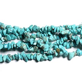 Fil 89cm 240pc environ - Perles Pierre Turquoise Synthèse Rocailles Chips 5-10mm Bleu