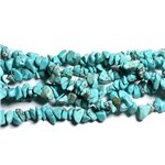 Fil 89cm 240pc env - Perles de Pierre - Turquoise Synthèse Rocailles Chips 5-10mm Bleu