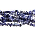 Fil 89cm 250pc env - Perles Pierre - Sodalite Rocailles Chips 4-10mm bleu noir blanc