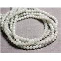 Fil 39cm 92pc env - Perles de Pierre - Jade Boules 4mm Blanc gris 