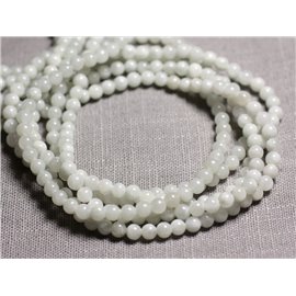 Hilo 39cm 92pc aprox - Cuentas de Piedra - Bolas de Jade 4mm Blanco gris 