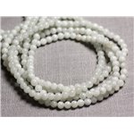 Fil 39cm 92pc env - Perles de Pierre - Jade Boules 4mm Blanc gris 