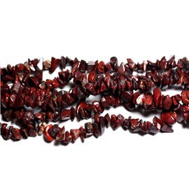 Thread 89cm approx 280pc - Stone Beads - Red Jasper Poppy Rocailles Chips 5-10mm 