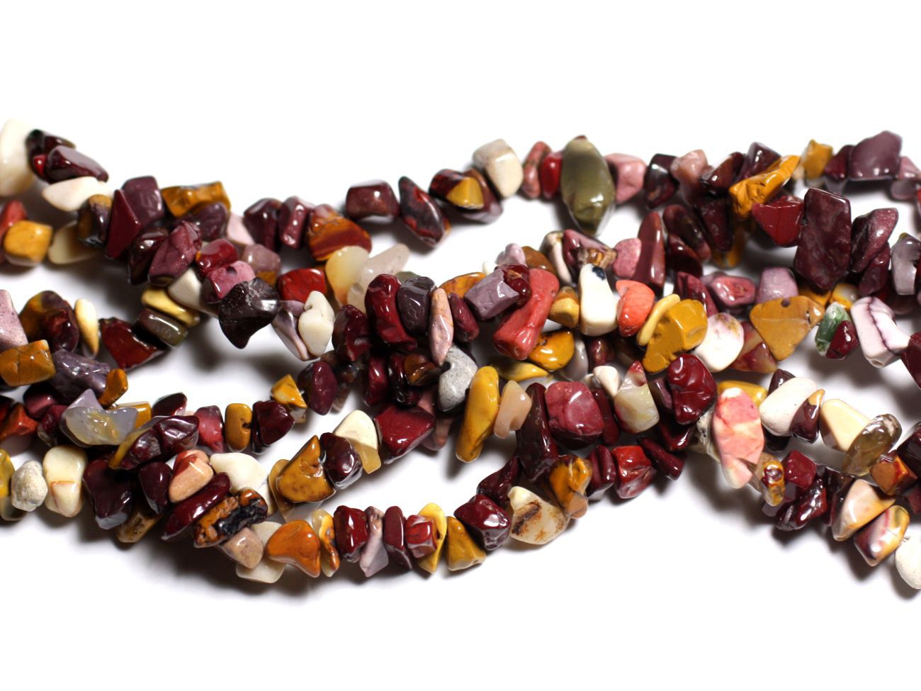 Fil 89cm 250pc env - Perles de Pierre - Jaspe Mokaite Multicolore Rocailles Chips 5-10mm 