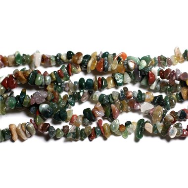 Fil 89cm 280pc env - Perles de Pierre - Jaspe Fantaisie Multicolore Rocailles Chips 5-10mm 