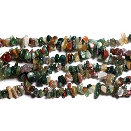 Filo 89 cm circa 280 pz - Perline di pietra - Chip di perle di diaspro fantasia multicolore 5-10 mm 