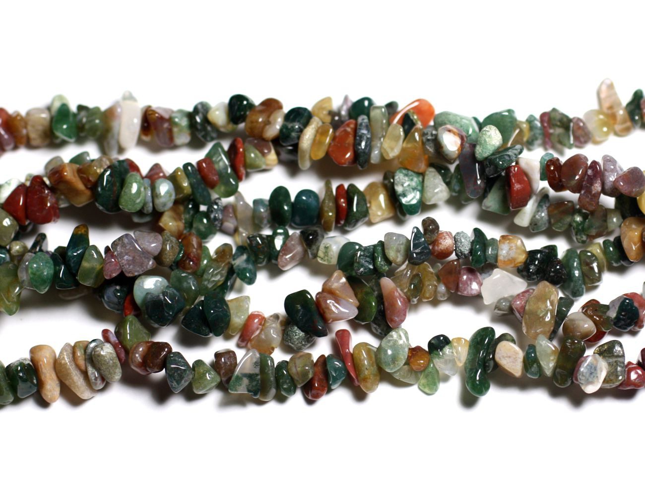 Fil 89cm 280pc env - Perles de Pierre - Jaspe Fantaisie Multicolore Rocailles Chips 5-10mm 