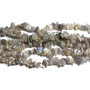 Fil 89cm 280pc env - Perles de Pierre - Labradorite Rocailles Chips 5-10mm 