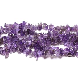 Fil 80cm 240pc env - Perles Pierre - Amethyste Rocailles Chips 4-10mm Violet