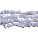 Fil 89cm 280pc env - Perles de Pierre - Calcédoine Bleue Rocailles Chips 5-10mm 