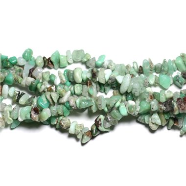 Fil 85cm 260pc env - Perles Pierre - Chrysoprase Rocailles Chips 5-10mm Vert Turquoise Blanc