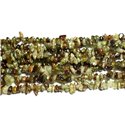 Fil 39cm 130pc env - Perles de Pierre - Grenat Vert Rocailles Chips 3-7mm 