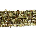 Fil 84cm 300pc environ - Perles Pierre - Grenat Vert Rocailles Chips 4-10mm Vert Kaki Marron