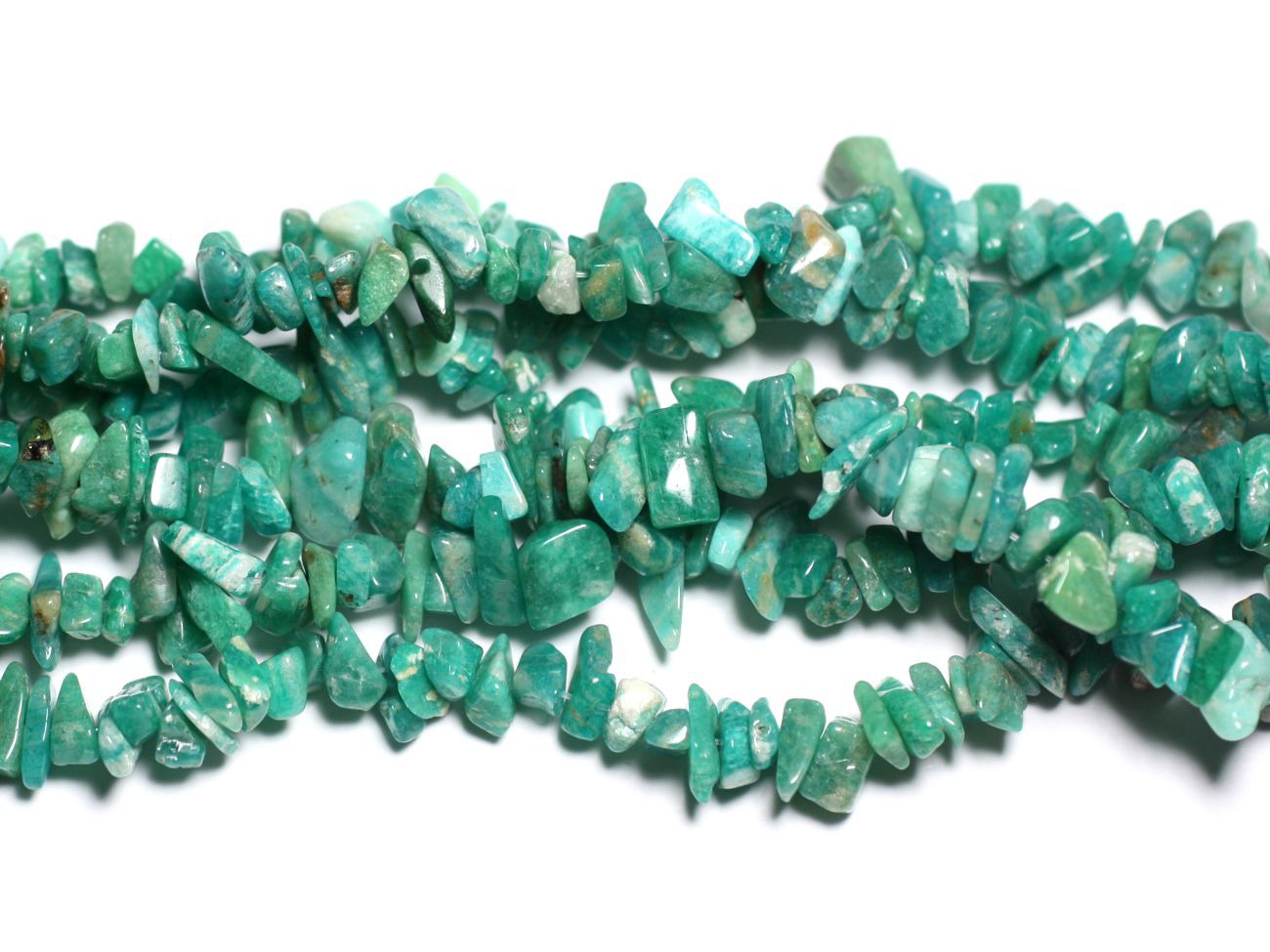 Fil 89cm 260pc env - Perles de Pierre - Amazonite Russie Rocailles Chips 5-10mm 