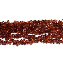 Filo 89 cm circa 440 pz - Perline di pietra - Chip Rocailles arancione granato 3-7 mm 