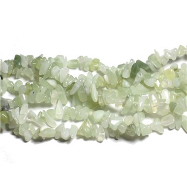Fil 89cm 240pc env - Perles de Pierre - Jade Vert clair Rocailles Chips 5-10mm 
