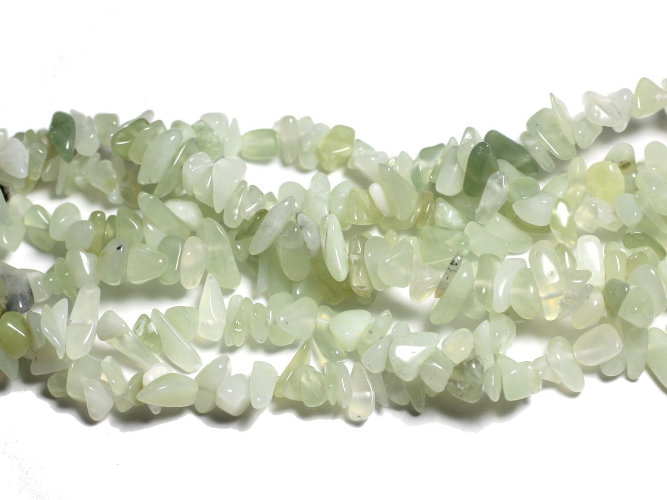 Fil 85cm 260pc env - Perles Pierre - Jade Vert clair Rocailles Chips 5-10mm