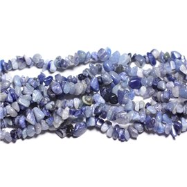 Filo 89 cm circa 240 pz - Perline di pietra - Chip di Rocailles avventurina blu 5-10 mm 