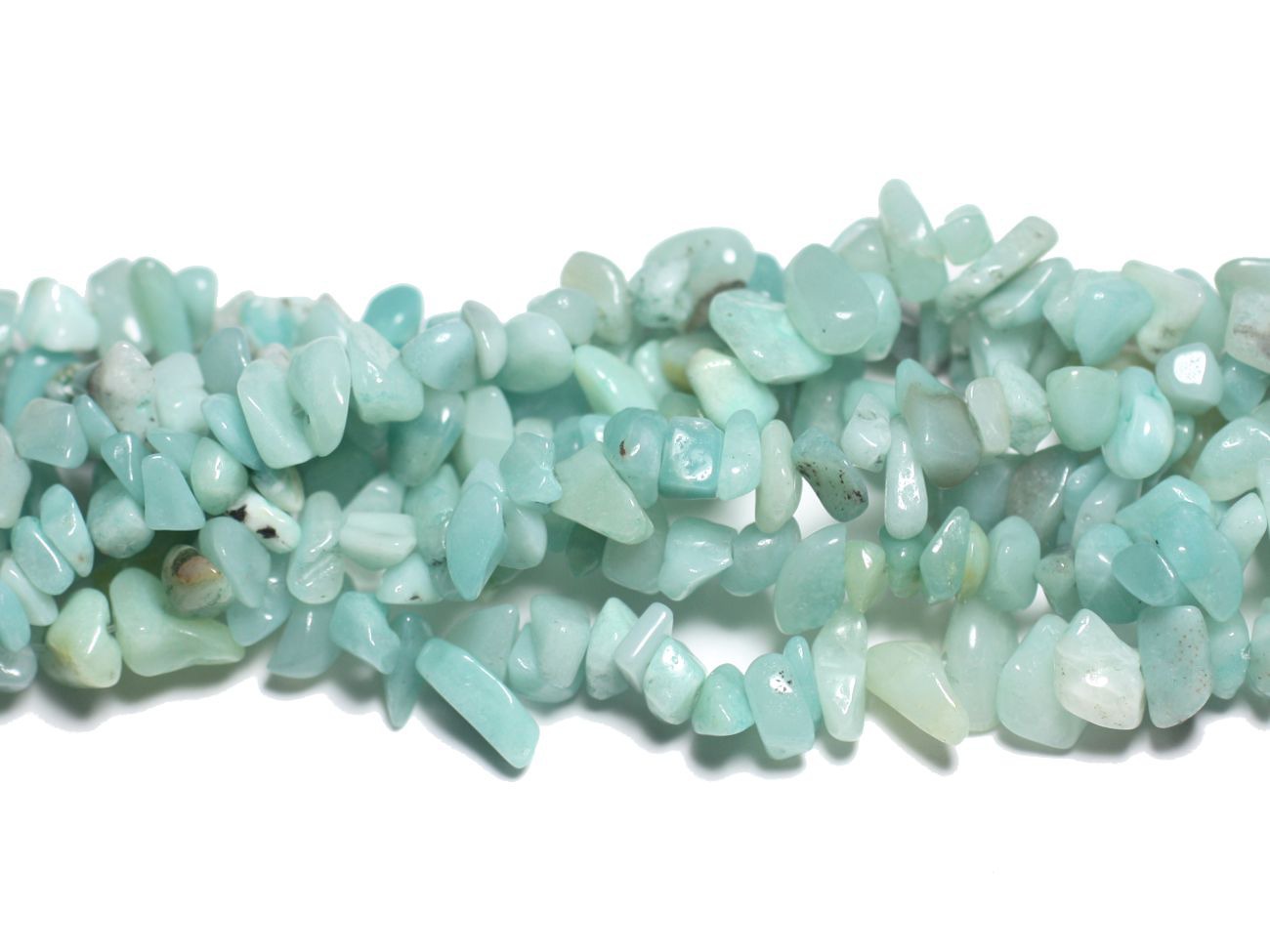 Fil 89cm 210pc env - Perles de Pierre - Amazonite Rocailles Chips 5-10mm 