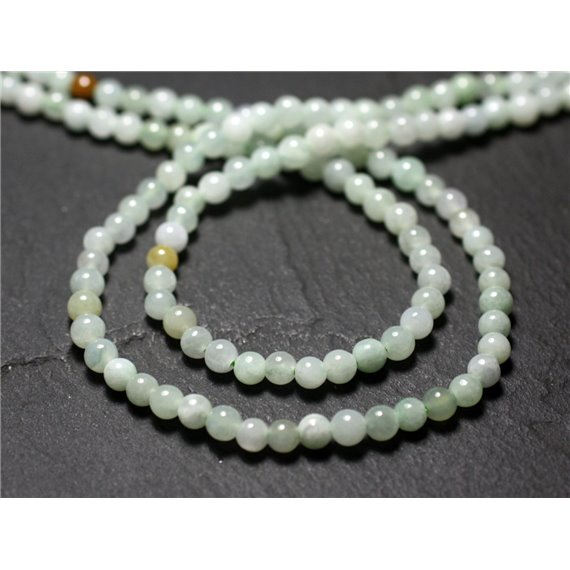 Fil 39cm 100pc env - Perles de Pierre - Jade naturel Birmanie Boules 4mm