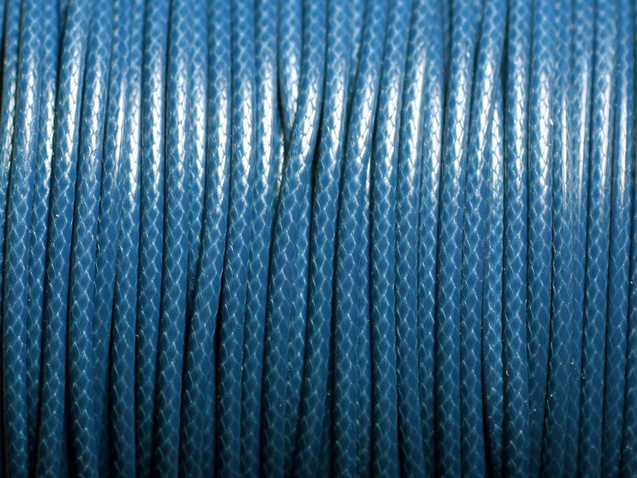 Bobine 90 mètres - Fil Cordon Coton Ciré enduit 2mm Bleu Paon Canard Pétrole 