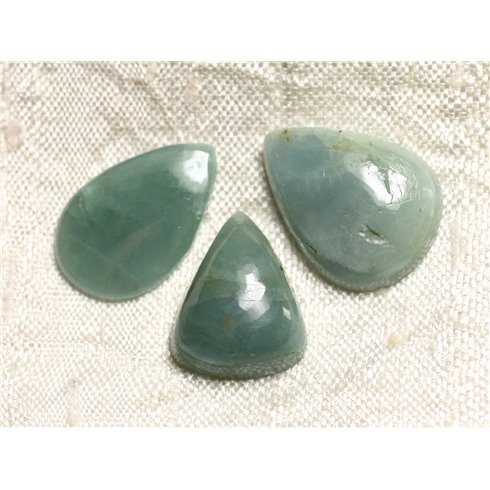 Lot 3 Cabochons de Pierre - Aigue Marine Gouttes 19-22mm N4 - 4558550082763 